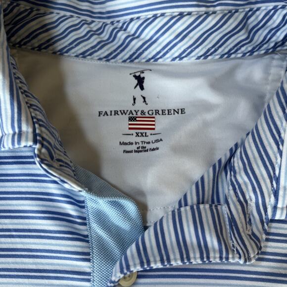 Fairway Greene Blue White Striped Golf Polo Short Sleeve Men’s XXL - Picture 3 of 5